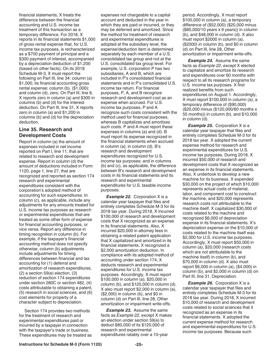 Instructions for IRS Form 1120 Schedule M-3 Net Income (Loss) Reconciliation for Corporations With Total Assets of $10 Million or More, Page 25