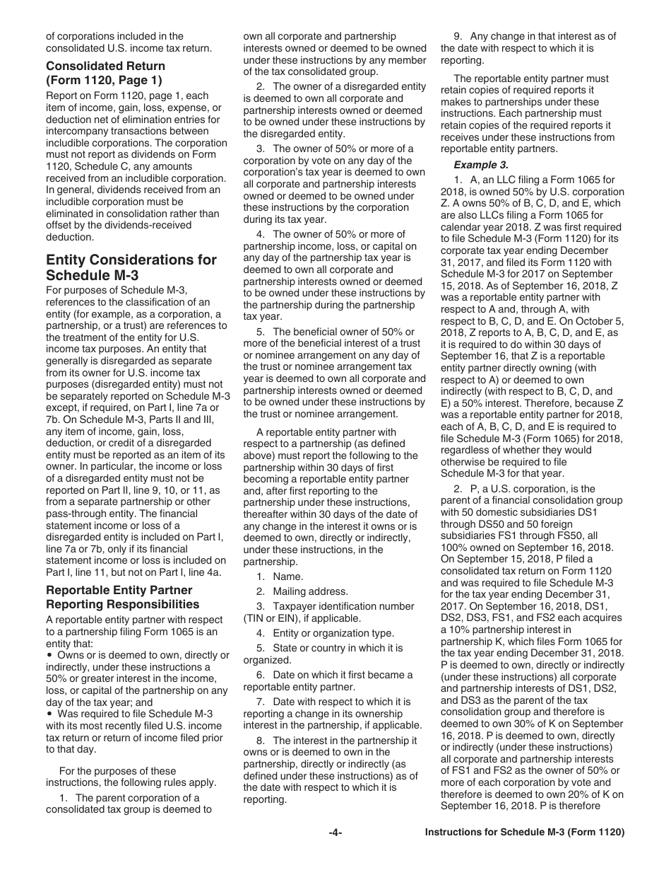 Instructions for IRS Form 1120 Schedule M-3 Net Income (Loss) Reconciliation for Corporations With Total Assets of $10 Million or More, Page 4