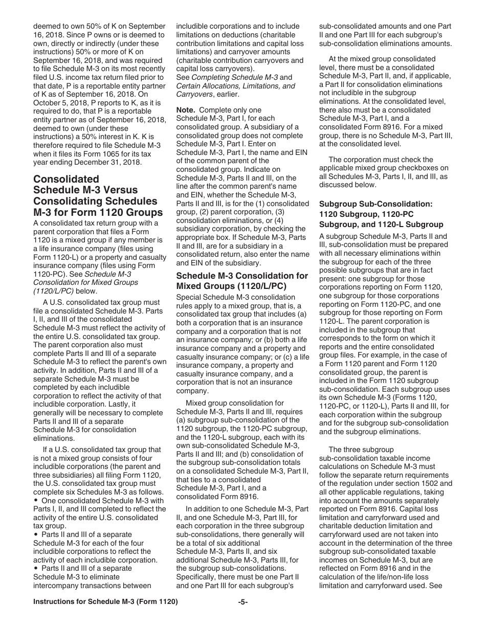 Instructions for IRS Form 1120 Schedule M-3 Net Income (Loss) Reconciliation for Corporations With Total Assets of $10 Million or More, Page 5