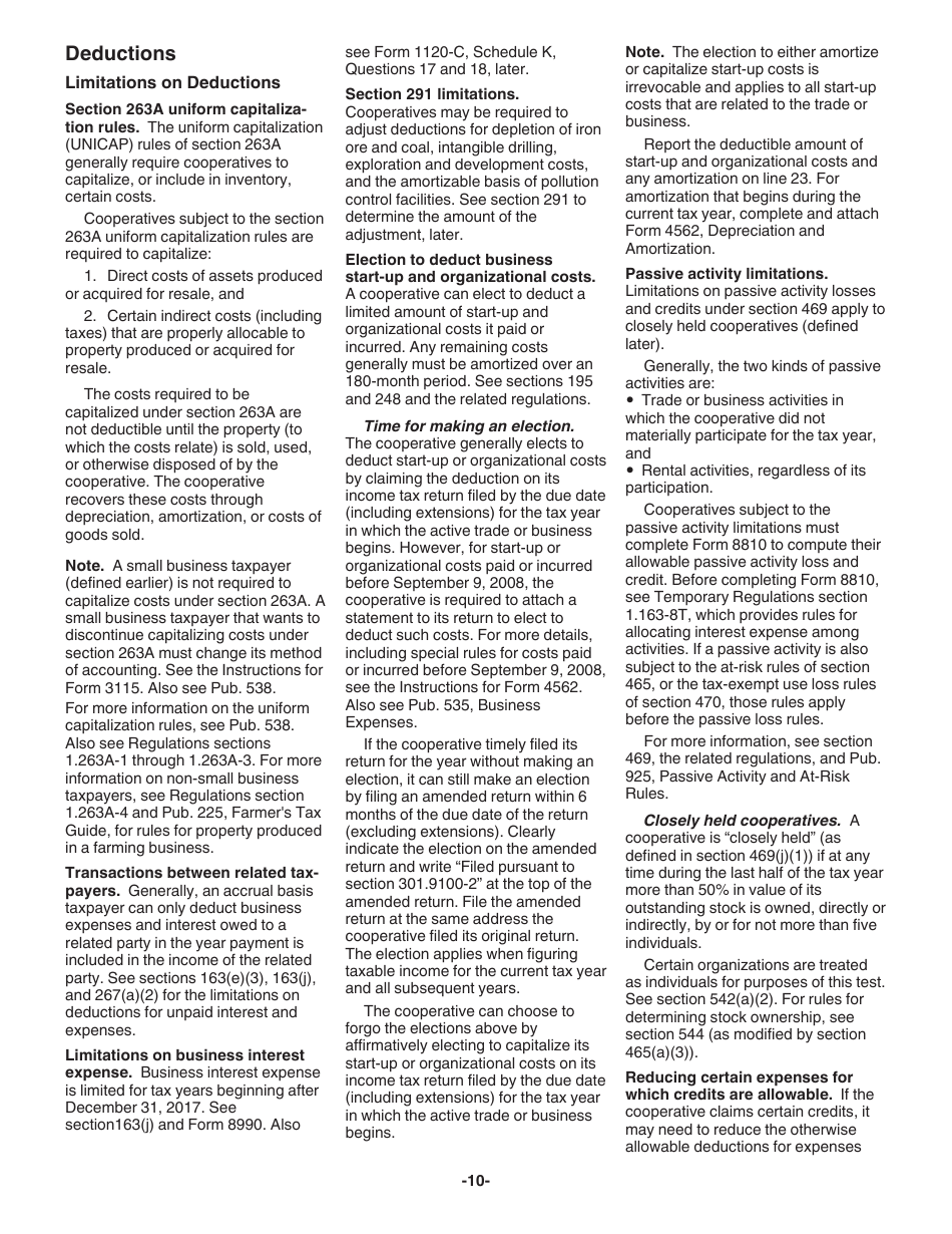 Instructions for IRS Form 1120-C U.S. Income Tax Return for Cooperative Associations, Page 10