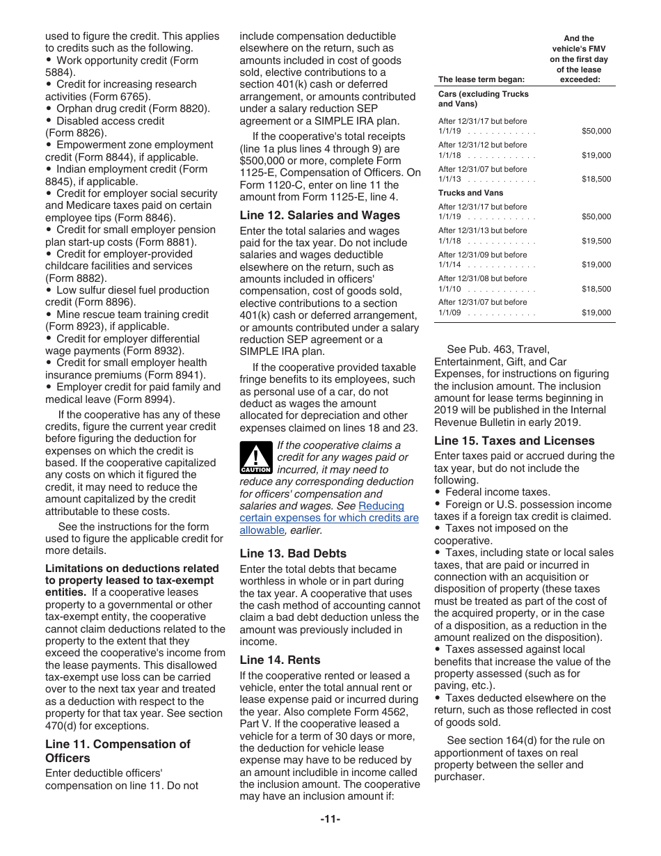 Instructions for IRS Form 1120-C U.S. Income Tax Return for Cooperative Associations, Page 11