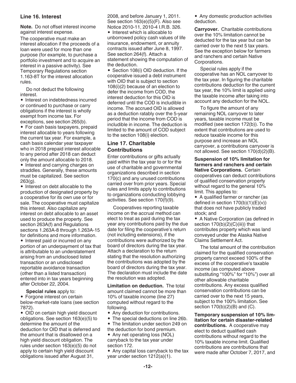 Instructions for IRS Form 1120-C U.S. Income Tax Return for Cooperative Associations, Page 12