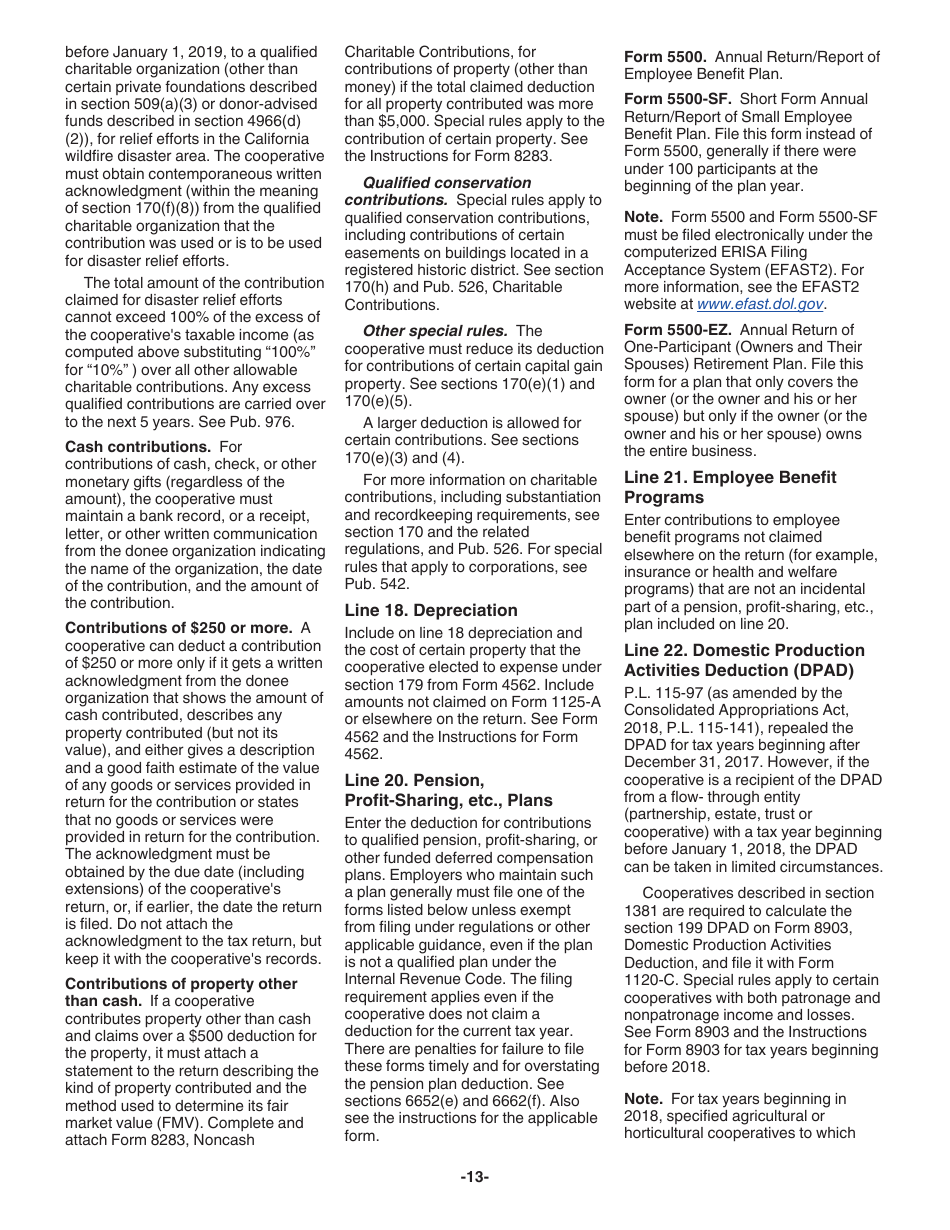 Instructions for IRS Form 1120-C U.S. Income Tax Return for Cooperative Associations, Page 13