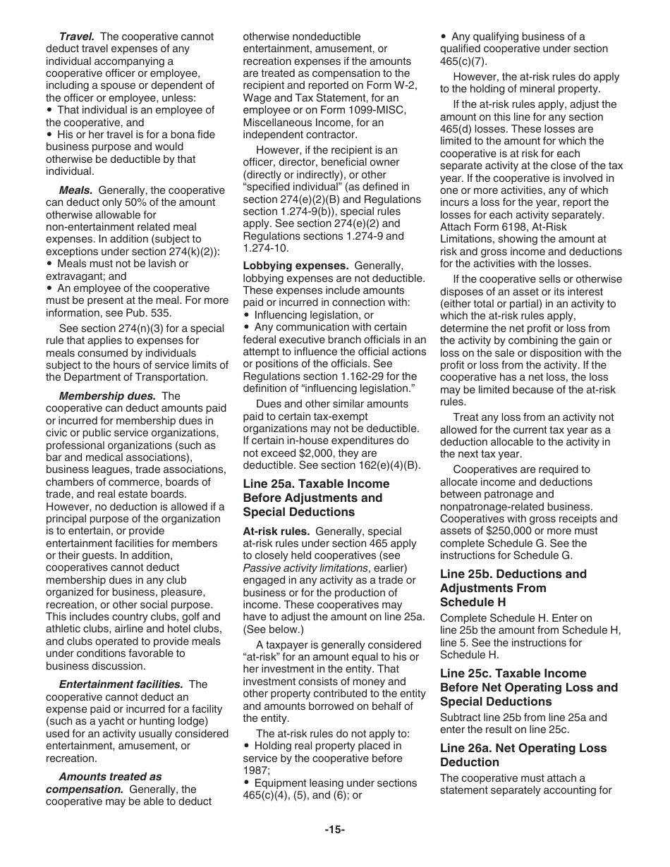 Instructions for IRS Form 1120-C U.S. Income Tax Return for Cooperative Associations, Page 15