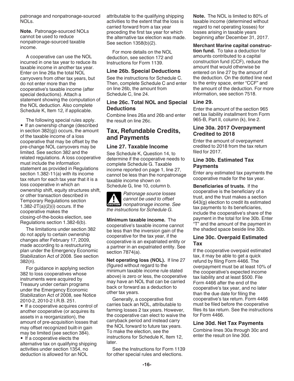 Instructions for IRS Form 1120-C U.S. Income Tax Return for Cooperative Associations, Page 16