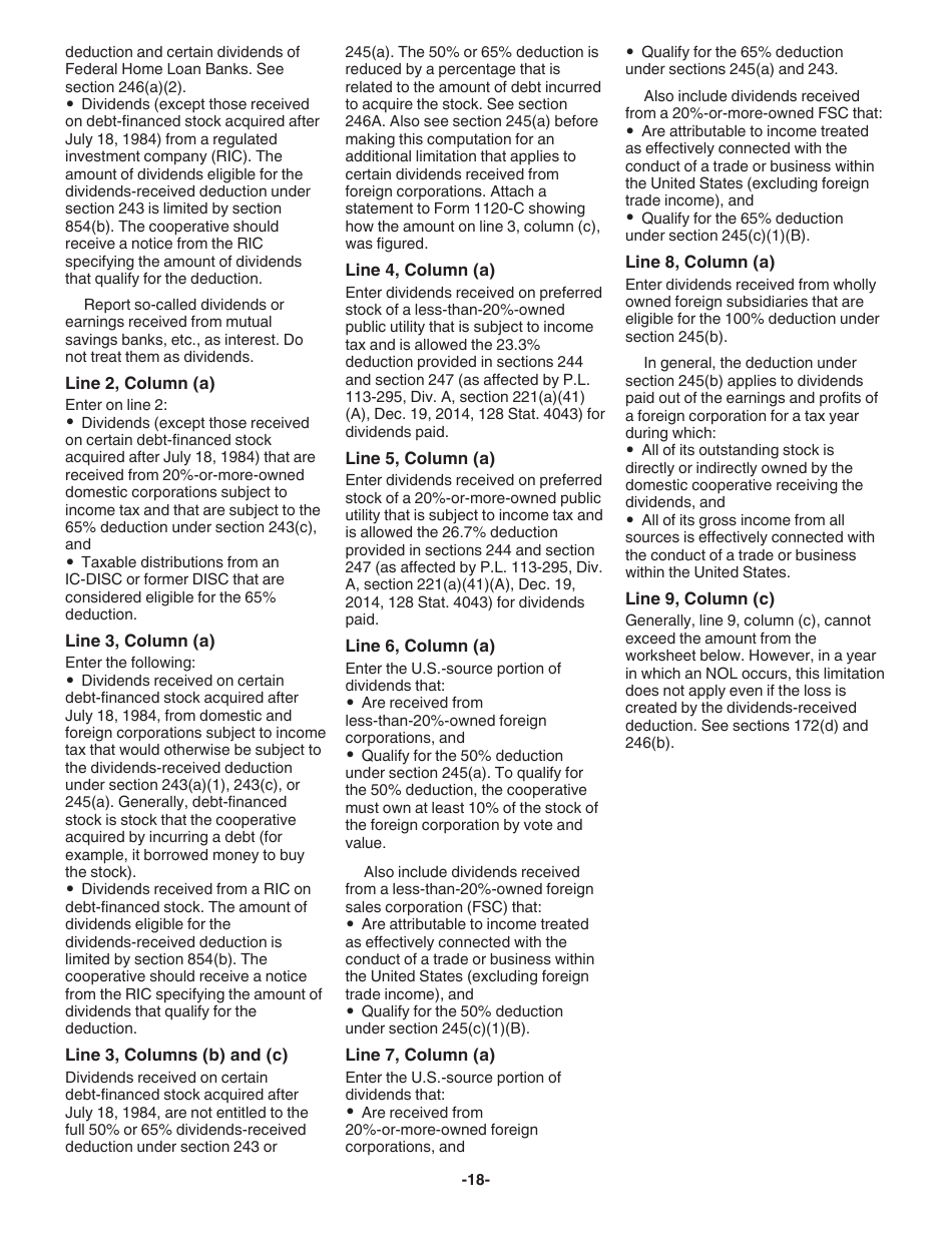 Instructions for IRS Form 1120-C U.S. Income Tax Return for Cooperative Associations, Page 18