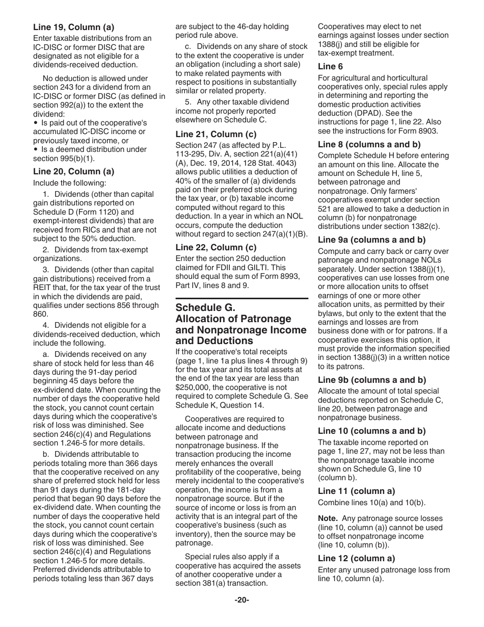 Instructions for IRS Form 1120-C U.S. Income Tax Return for Cooperative Associations, Page 20