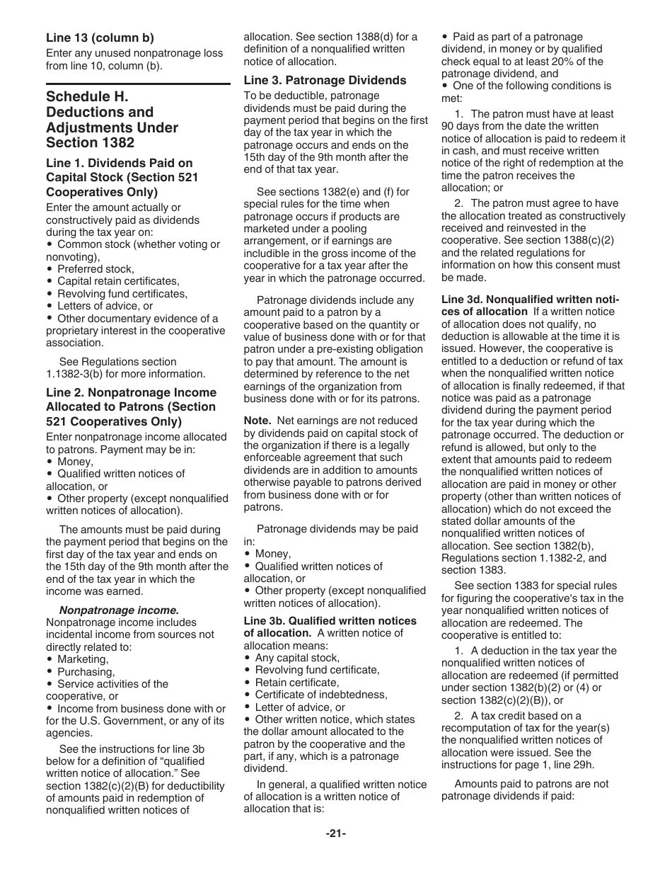 Instructions for IRS Form 1120-C U.S. Income Tax Return for Cooperative Associations, Page 21