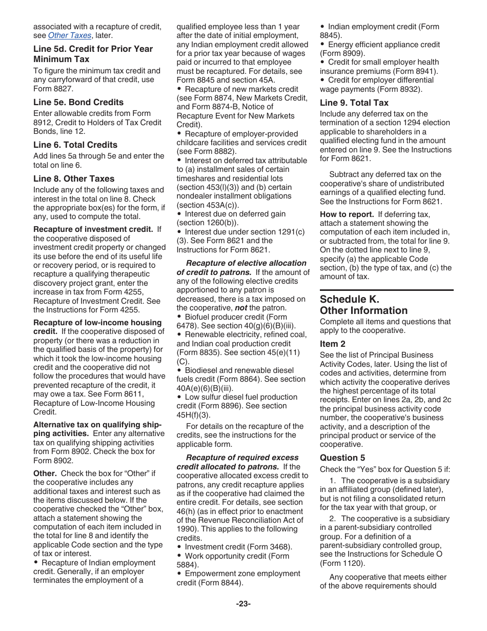 Instructions for IRS Form 1120-C U.S. Income Tax Return for Cooperative Associations, Page 23