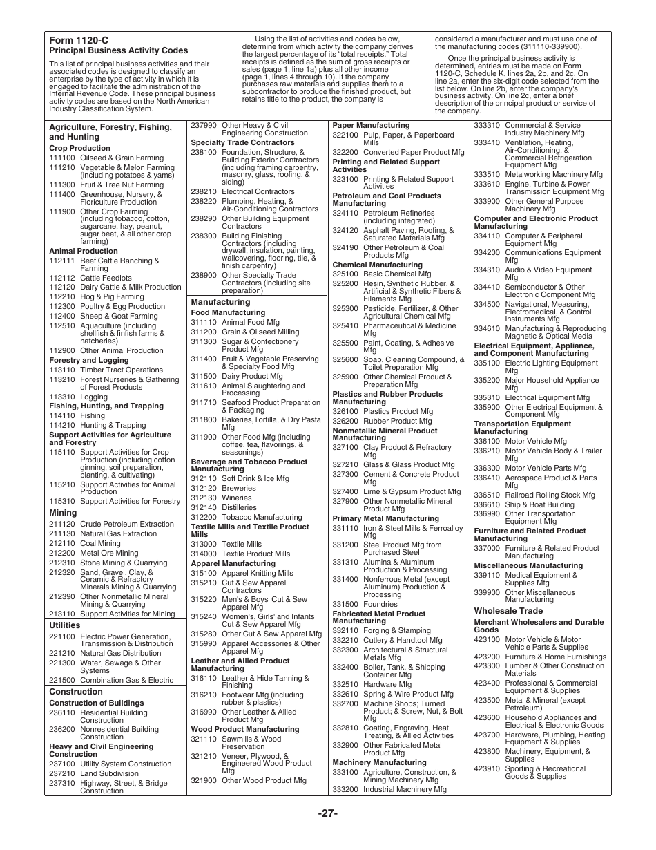 Instructions for IRS Form 1120-C U.S. Income Tax Return for Cooperative Associations, Page 27
