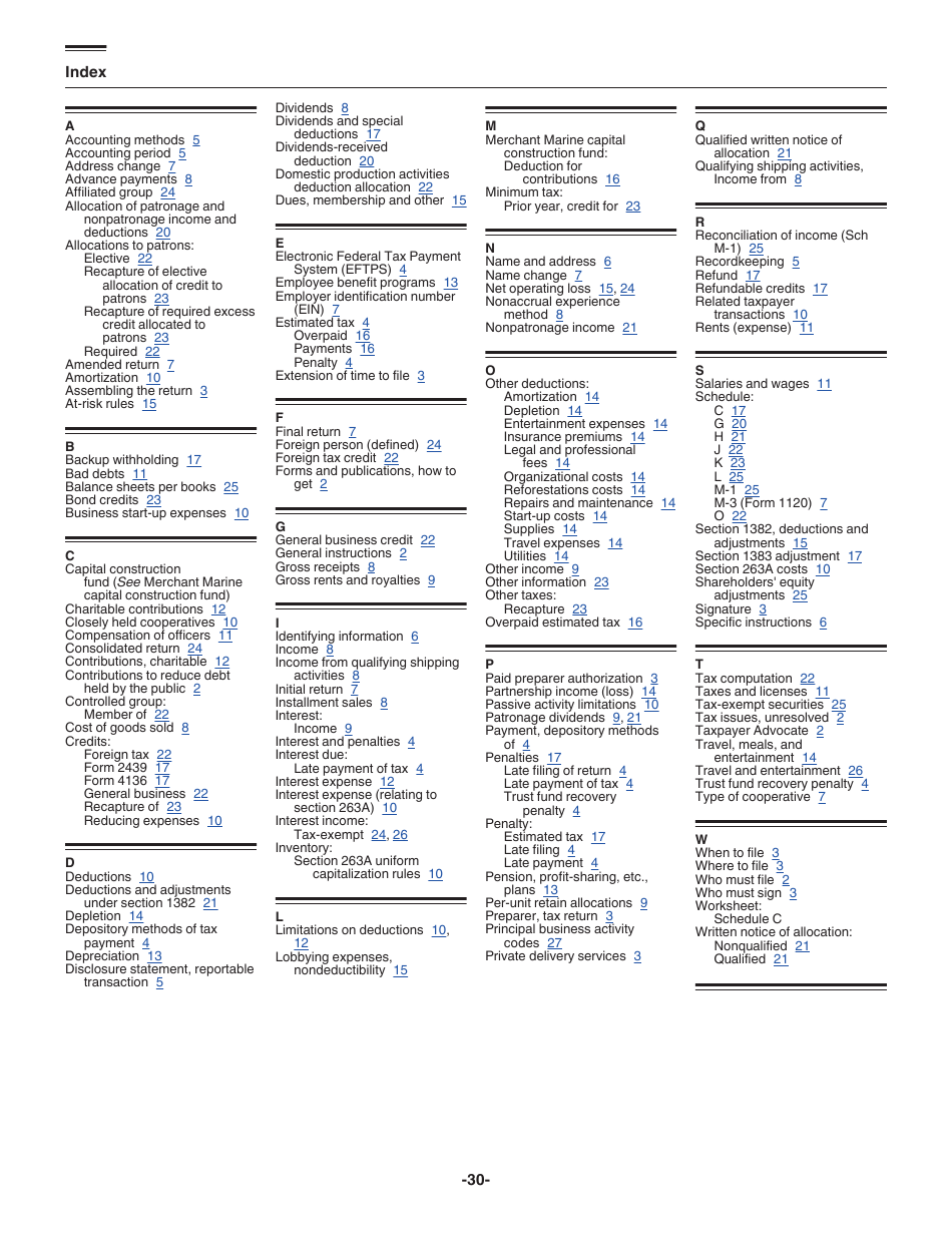 Instructions for IRS Form 1120-C U.S. Income Tax Return for Cooperative Associations, Page 30