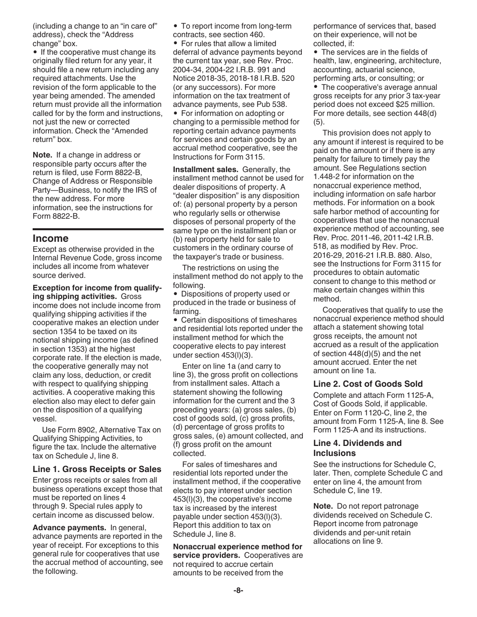Instructions for IRS Form 1120-C U.S. Income Tax Return for Cooperative Associations, Page 8
