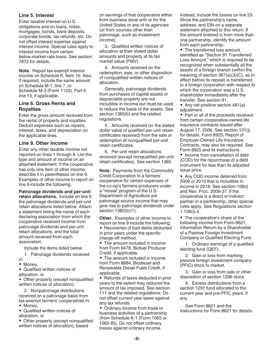 Instructions for IRS Form 1120-C U.S. Income Tax Return for Cooperative Associations, Page 9