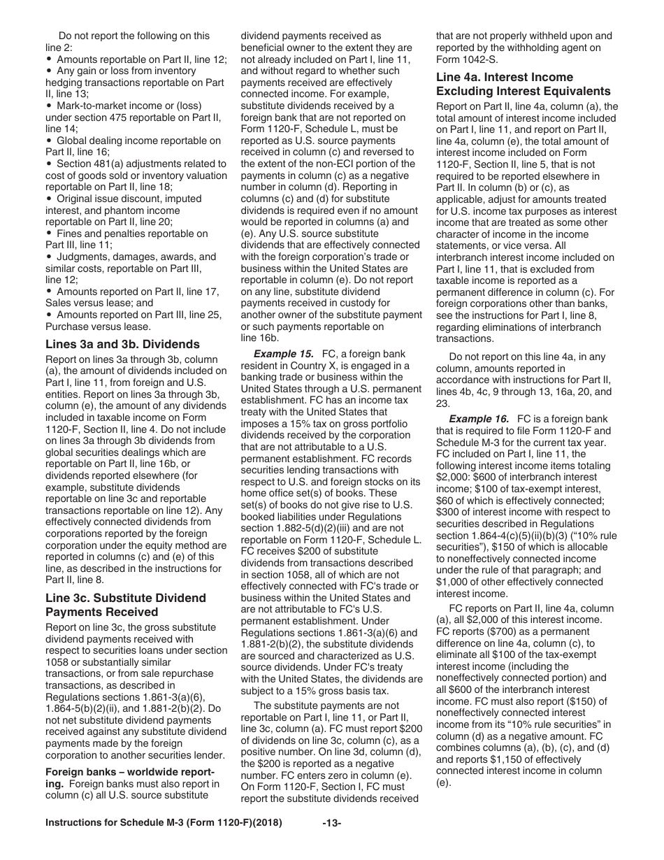 Instructions for IRS Form 1120-F Schedule M-3 Net Income (Loss) Reconciliation for Foreign Corporations With Reportable Assets of $10 Million or More, Page 13