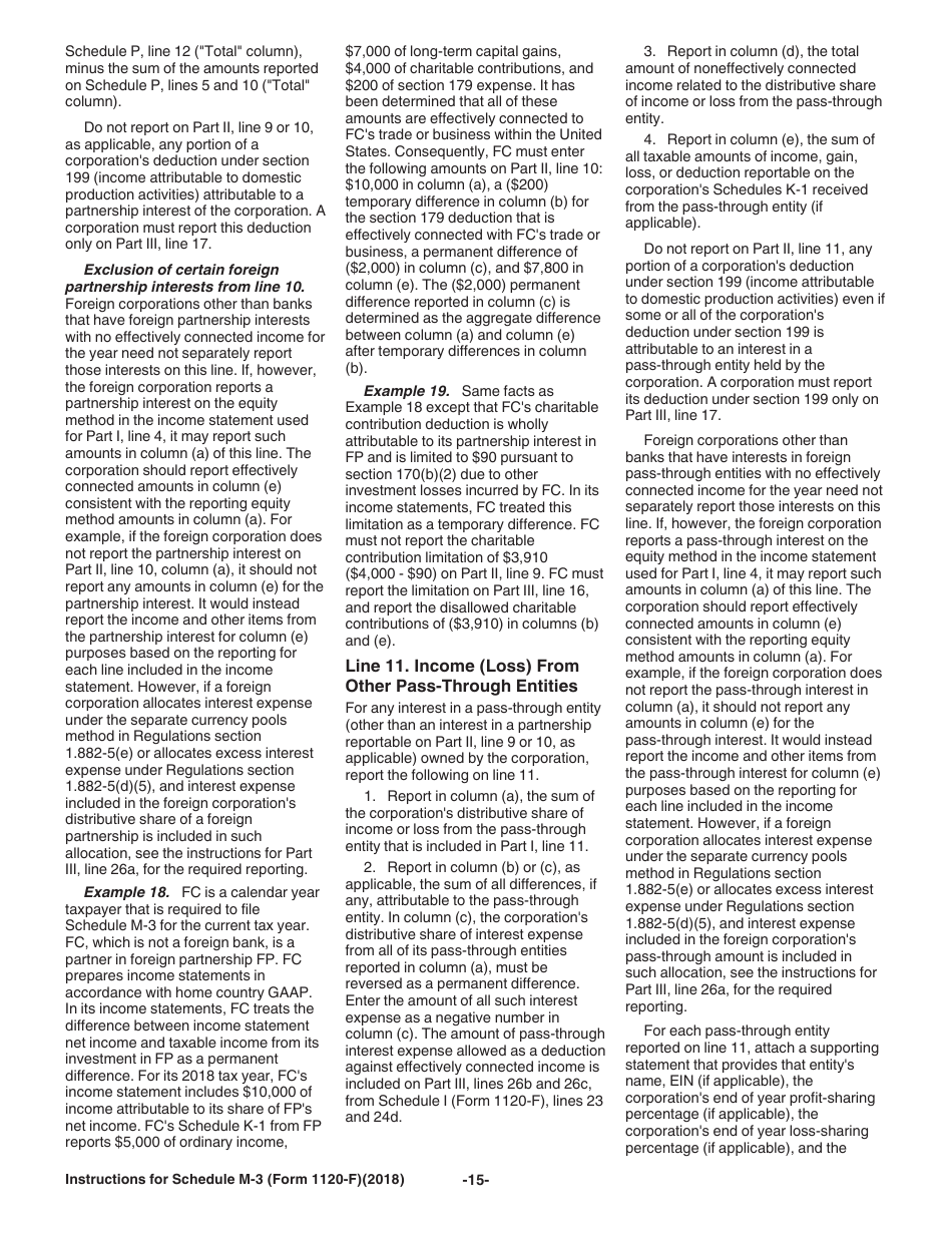 Instructions for IRS Form 1120-F Schedule M-3 Net Income (Loss) Reconciliation for Foreign Corporations With Reportable Assets of $10 Million or More, Page 15