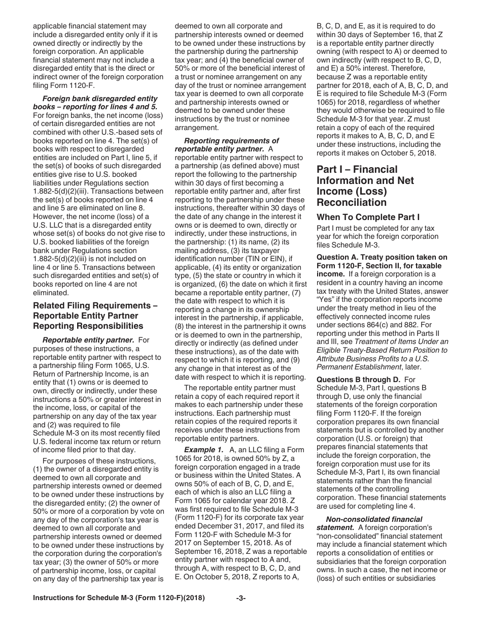 Instructions for IRS Form 1120-F Schedule M-3 Net Income (Loss) Reconciliation for Foreign Corporations With Reportable Assets of $10 Million or More, Page 3