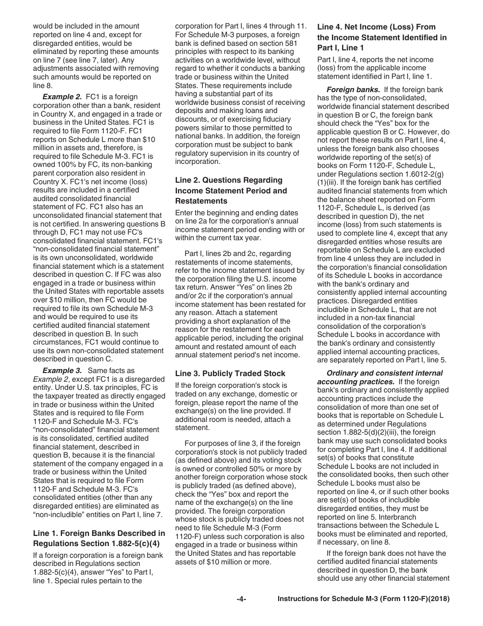 Instructions for IRS Form 1120-F Schedule M-3 Net Income (Loss) Reconciliation for Foreign Corporations With Reportable Assets of $10 Million or More, Page 4