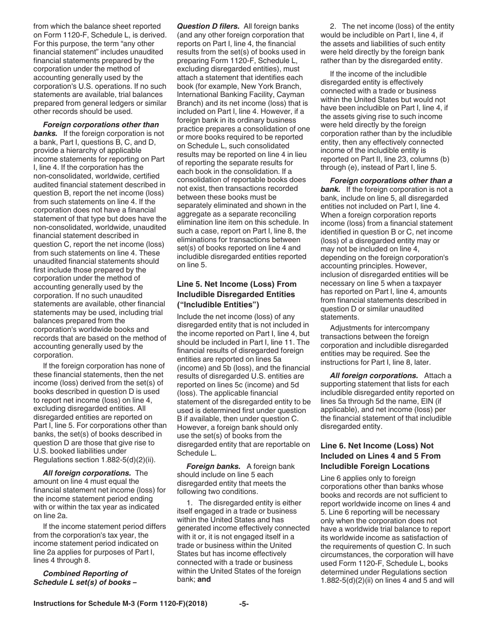 Instructions for IRS Form 1120-F Schedule M-3 Net Income (Loss) Reconciliation for Foreign Corporations With Reportable Assets of $10 Million or More, Page 5