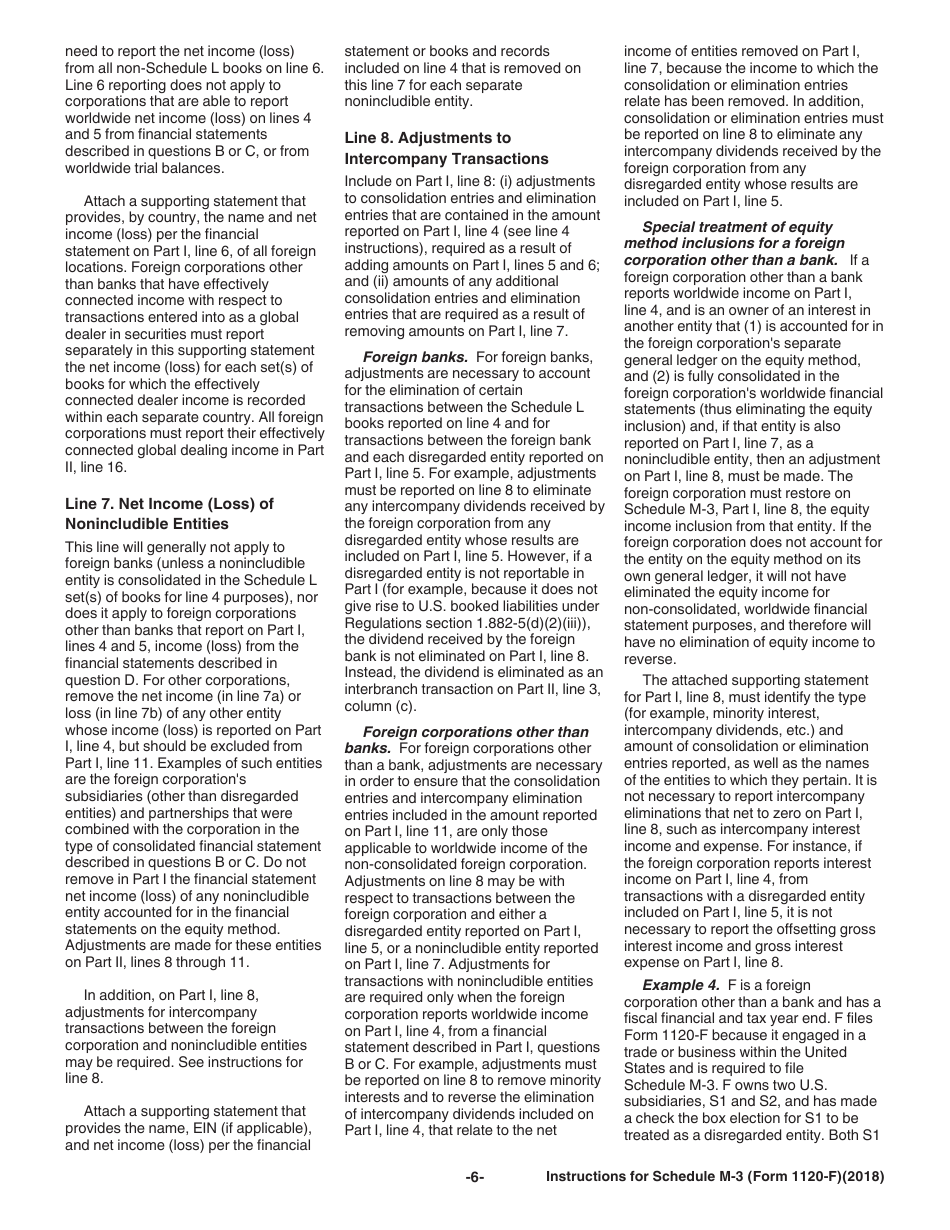 Instructions for IRS Form 1120-F Schedule M-3 Net Income (Loss) Reconciliation for Foreign Corporations With Reportable Assets of $10 Million or More, Page 6