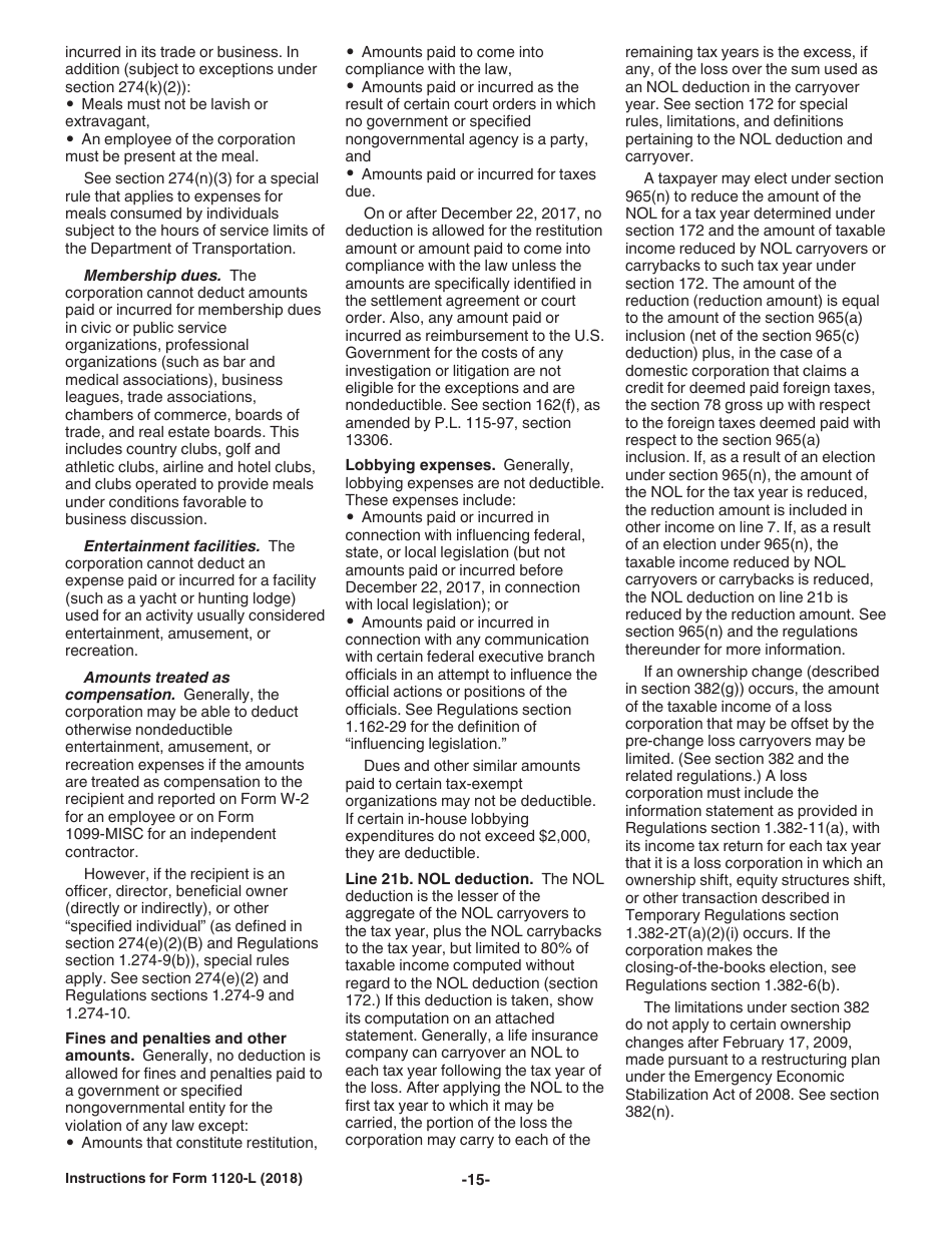 Instructions for IRS Form 1120-L U.S. Life Insurance Company Income Tax Return, Page 15