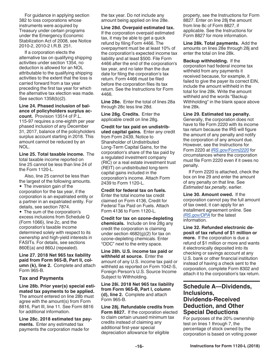 Instructions for IRS Form 1120-L U.S. Life Insurance Company Income Tax Return, Page 16