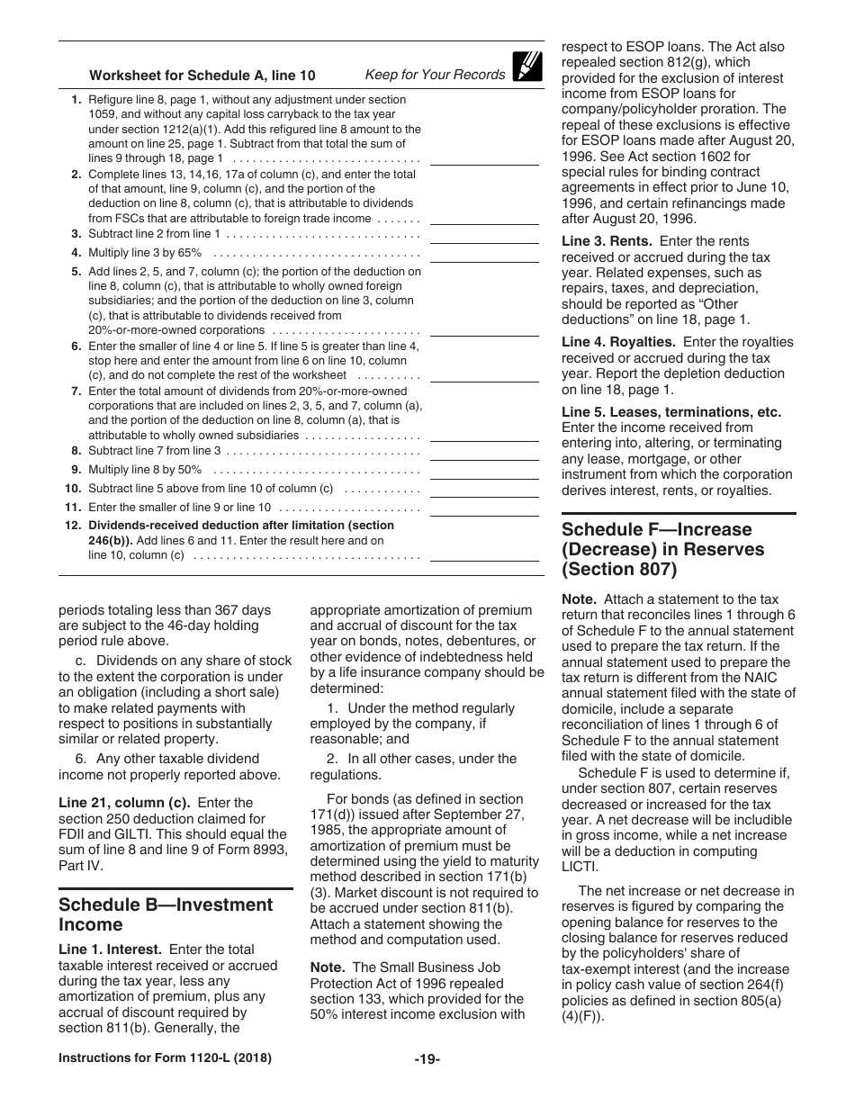 Instructions for IRS Form 1120-L U.S. Life Insurance Company Income Tax Return, Page 19