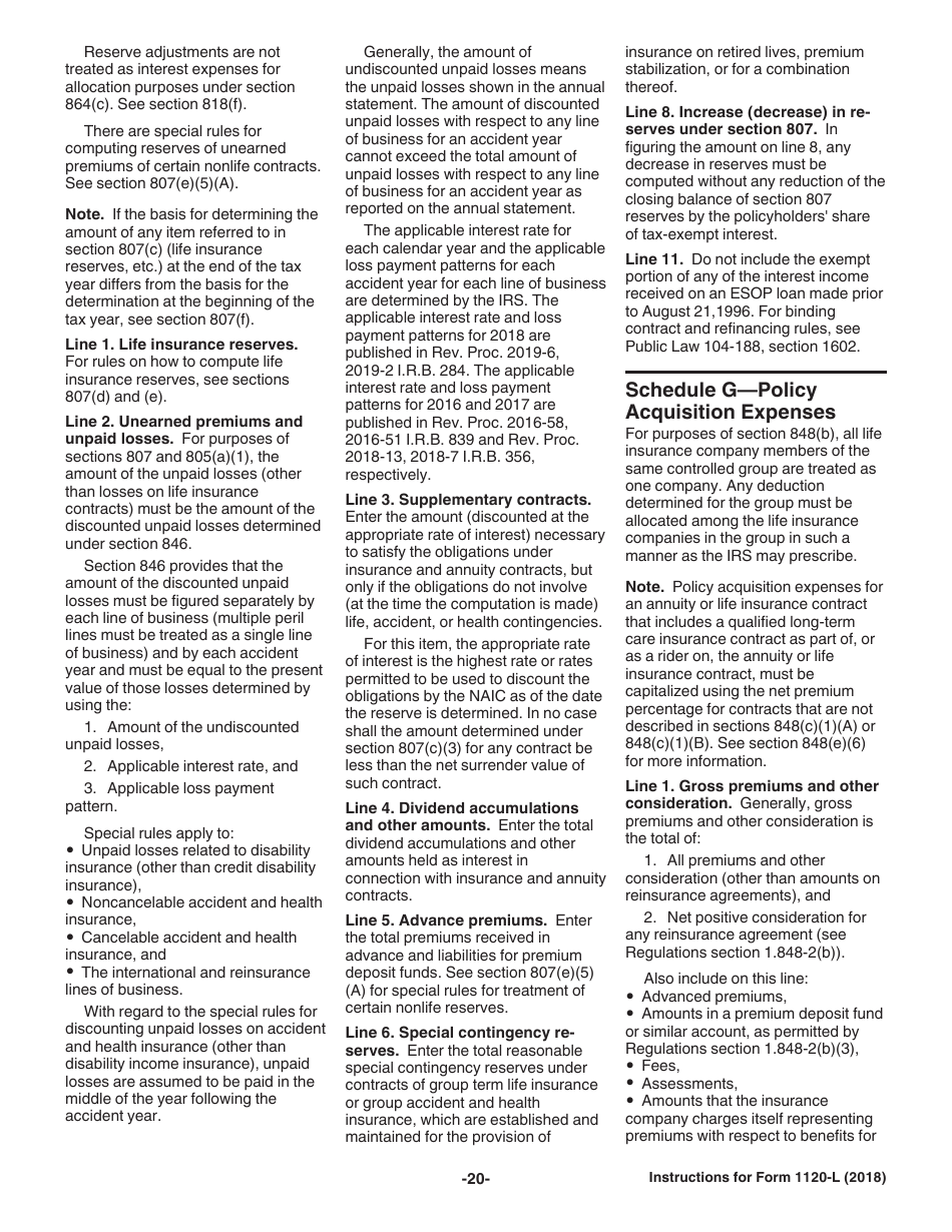 Instructions for IRS Form 1120-L U.S. Life Insurance Company Income Tax Return, Page 20