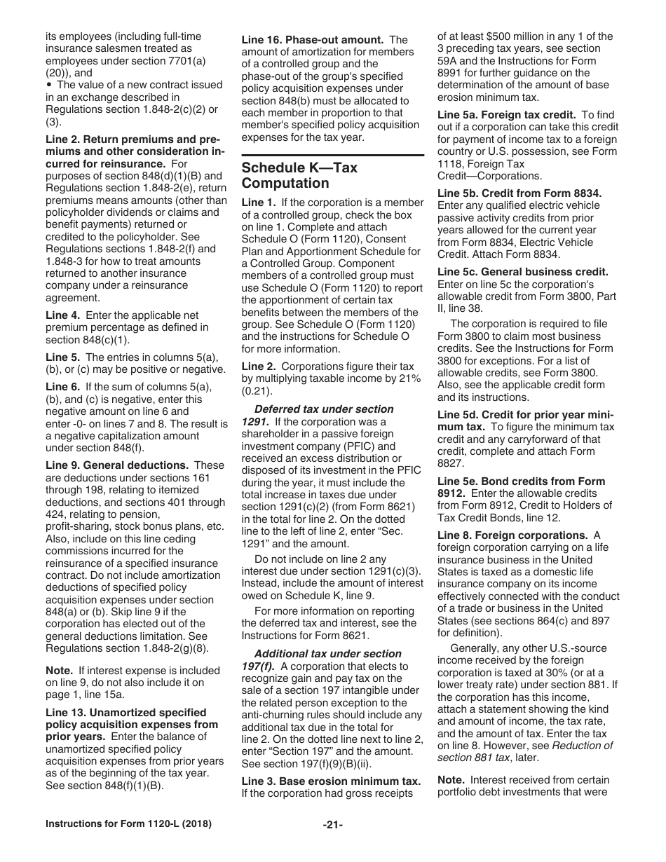 Instructions for IRS Form 1120-L U.S. Life Insurance Company Income Tax Return, Page 21