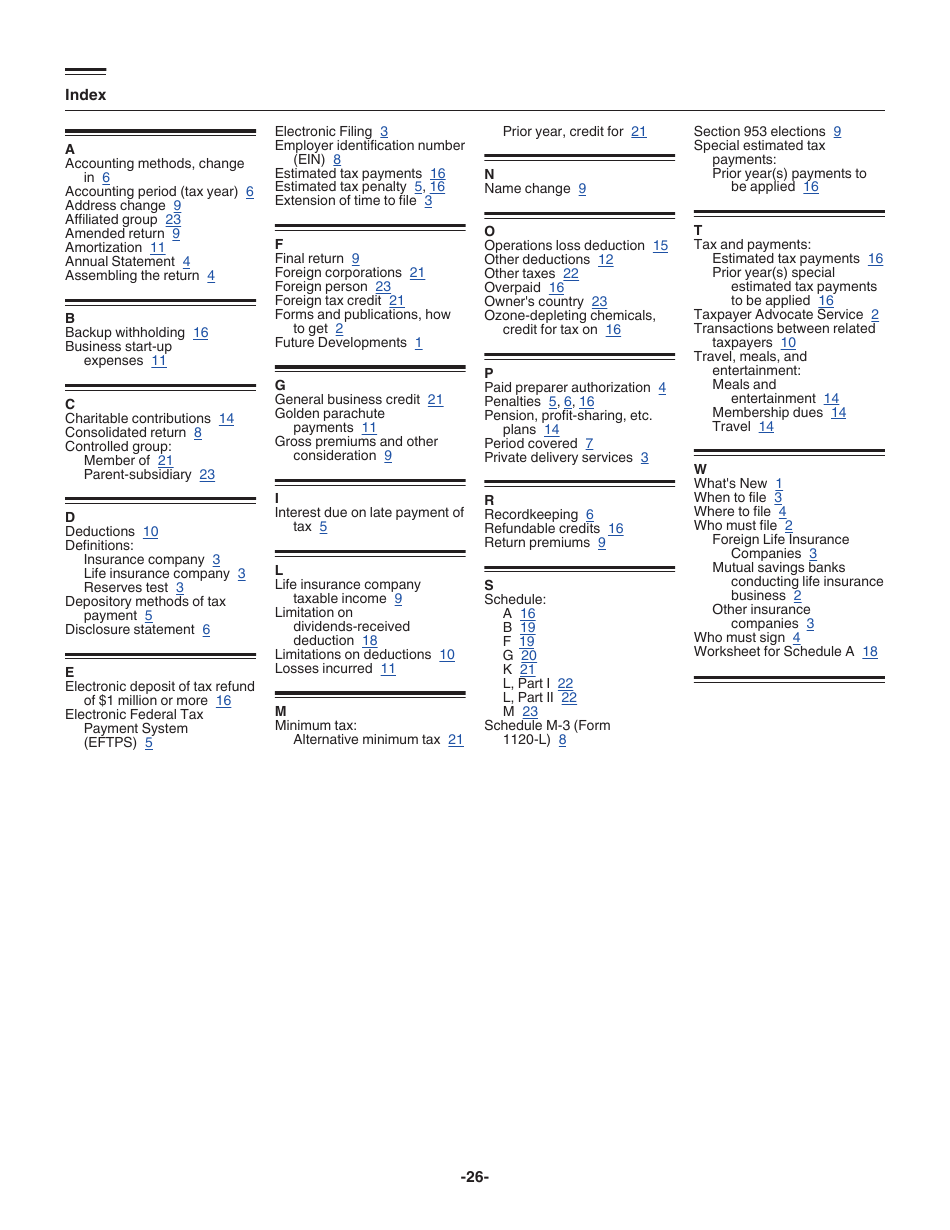 Instructions for IRS Form 1120-L U.S. Life Insurance Company Income Tax Return, Page 26