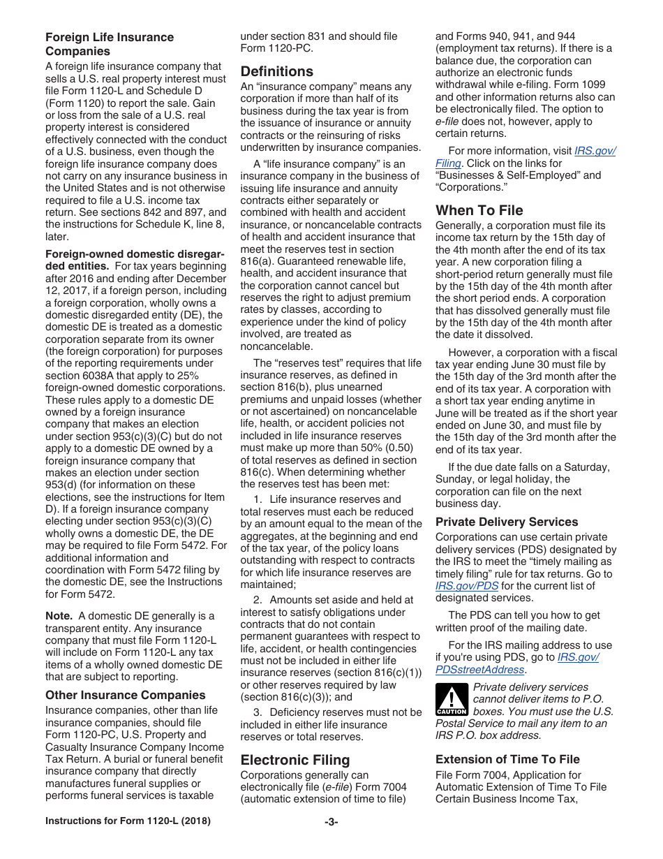 Instructions for IRS Form 1120-L U.S. Life Insurance Company Income Tax Return, Page 3