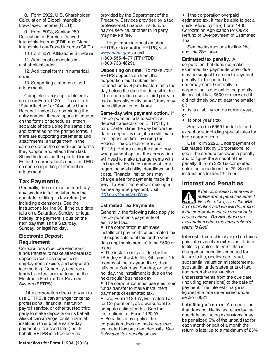 Instructions for IRS Form 1120-L U.S. Life Insurance Company Income Tax Return, Page 5