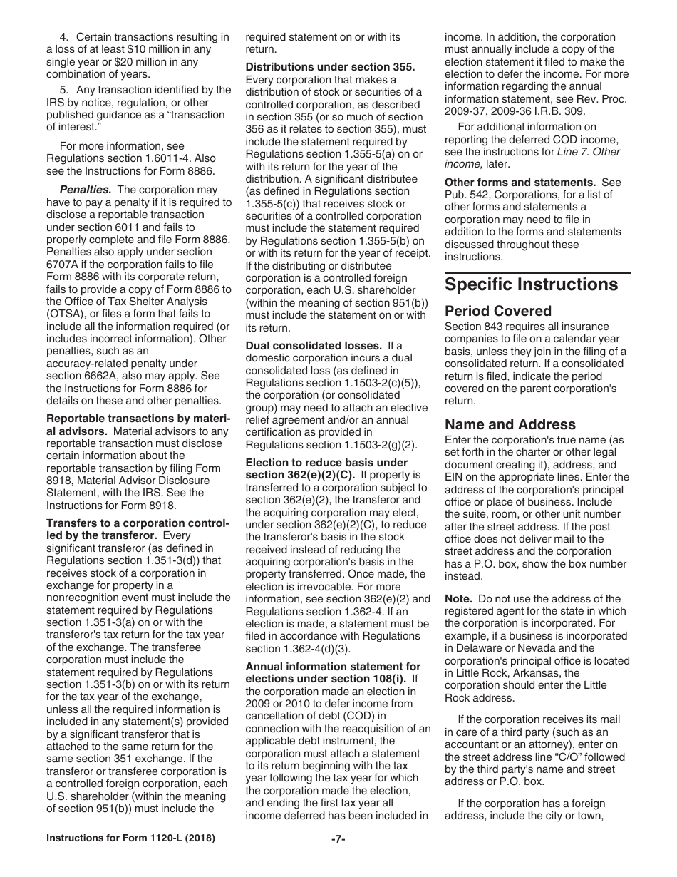 Instructions for IRS Form 1120-L U.S. Life Insurance Company Income Tax Return, Page 7