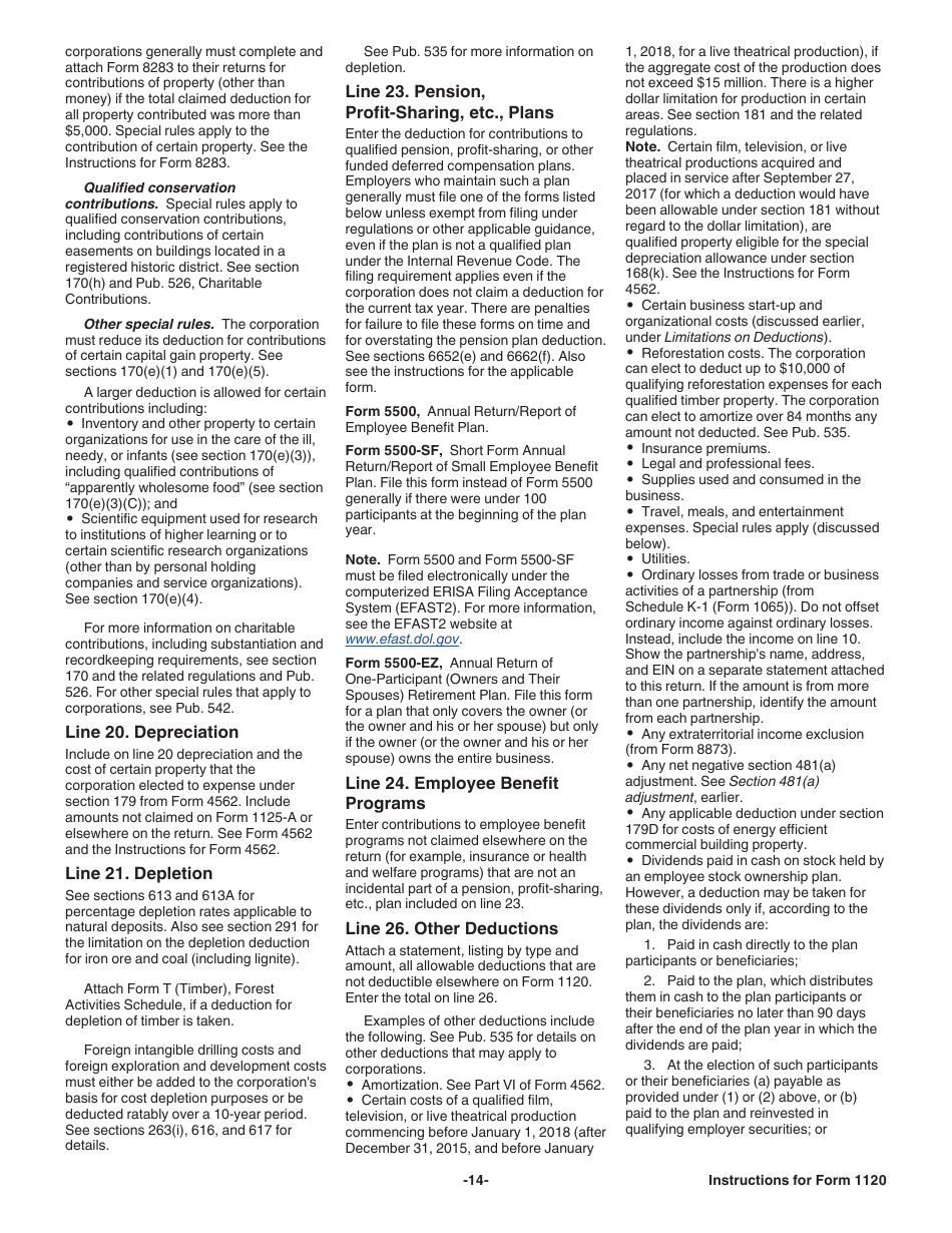 Instructions for IRS Form 1120 U.S. Corporation Income Tax Return, Page 14