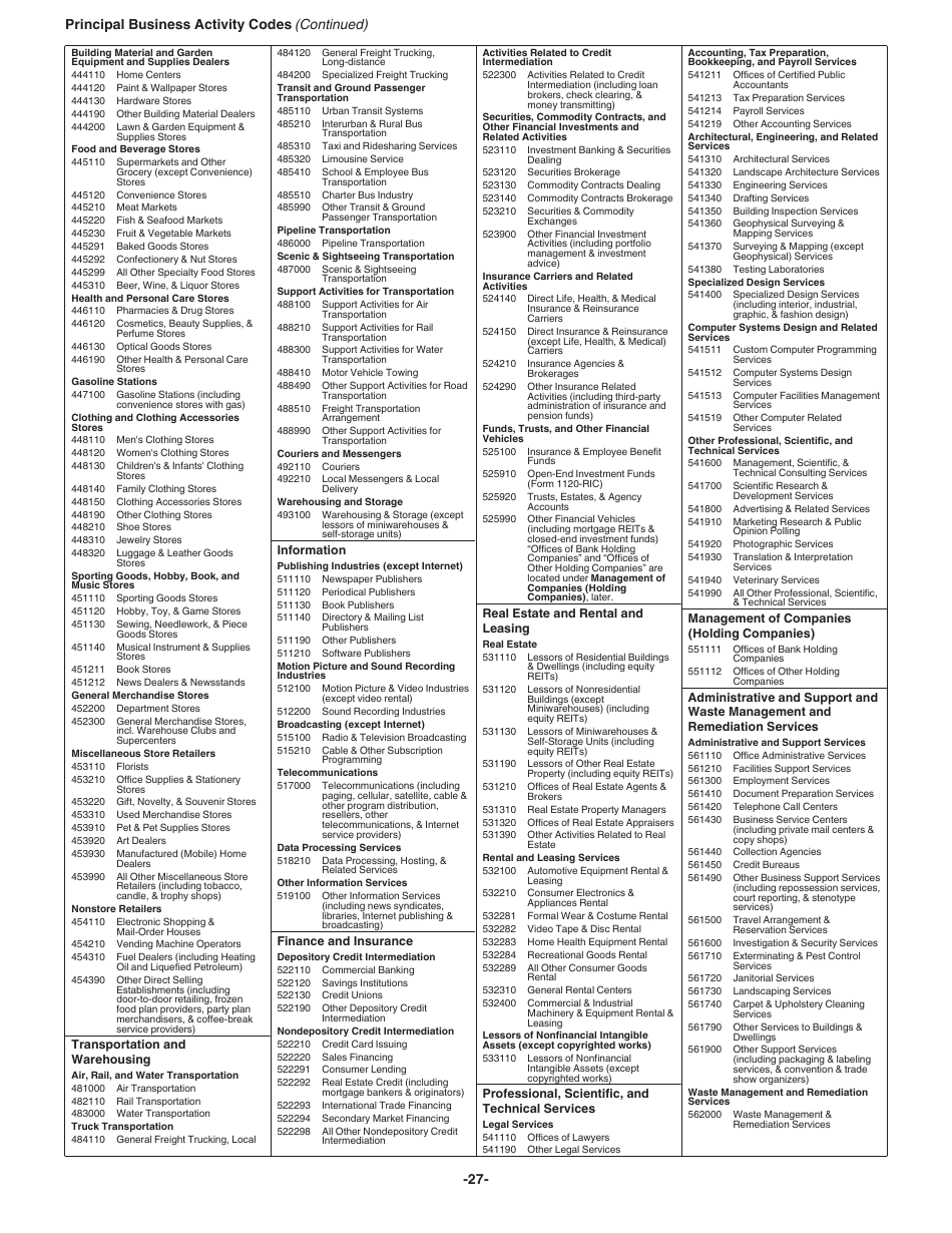 Instructions for IRS Form 1120 U.S. Corporation Income Tax Return, Page 27