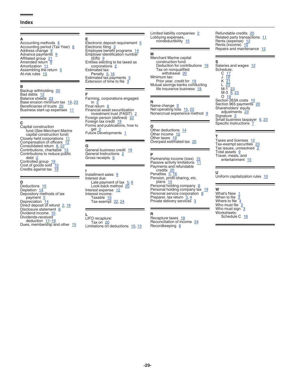 Instructions for IRS Form 1120 U.S. Corporation Income Tax Return, Page 29