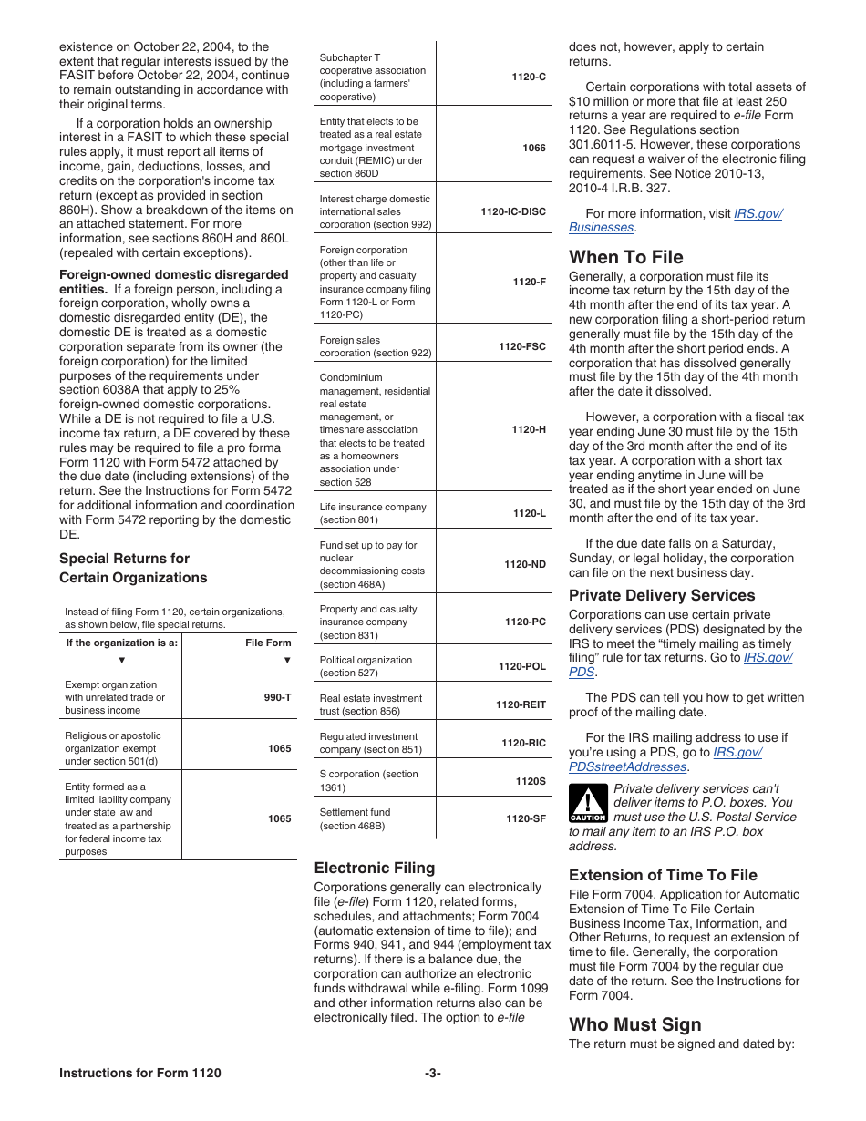 Instructions for IRS Form 1120 U.S. Corporation Income Tax Return, Page 3