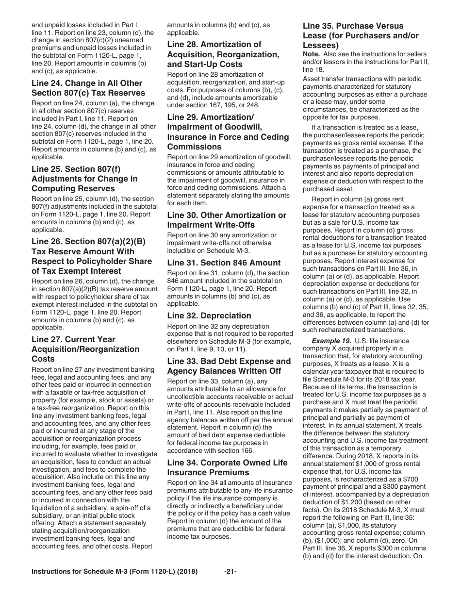 Instructions for IRS Form 1120-L Schedule M-3 Net Income (Loss) Reconciliation for U.S. Life Insurance Companies With Total Assets of $10 Million or More, Page 21