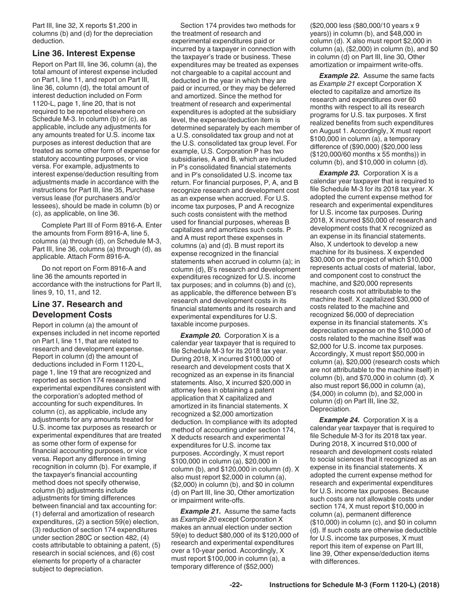 Instructions for IRS Form 1120-L Schedule M-3 Net Income (Loss) Reconciliation for U.S. Life Insurance Companies With Total Assets of $10 Million or More, Page 22