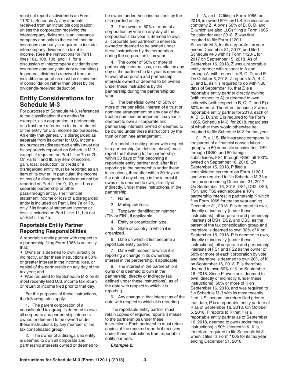 Instructions for IRS Form 1120-L Schedule M-3 Net Income (Loss) Reconciliation for U.S. Life Insurance Companies With Total Assets of $10 Million or More, Page 3