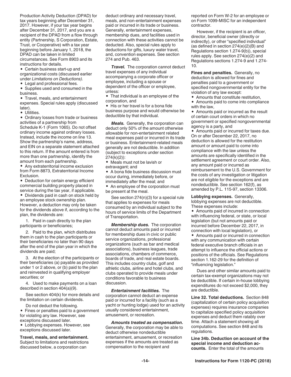 Instructions for IRS Form 1120-PC U.S. Property and Casualty Insurance Company Income Tax Return, Page 14