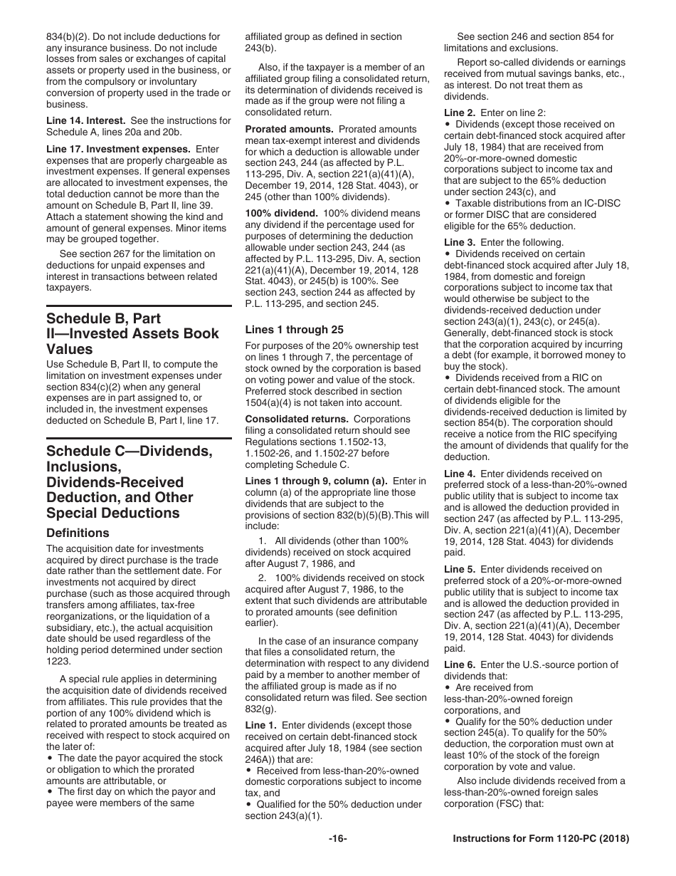Instructions for IRS Form 1120-PC U.S. Property and Casualty Insurance Company Income Tax Return, Page 16