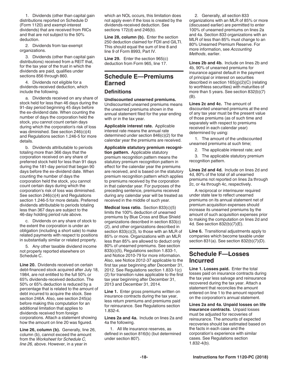 Instructions for IRS Form 1120-PC U.S. Property and Casualty Insurance Company Income Tax Return, Page 18