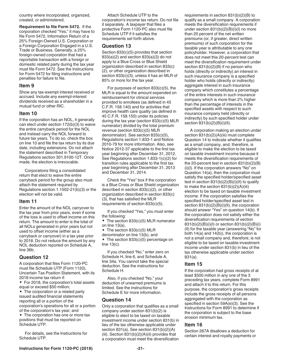 Instructions for IRS Form 1120-PC U.S. Property and Casualty Insurance Company Income Tax Return, Page 21