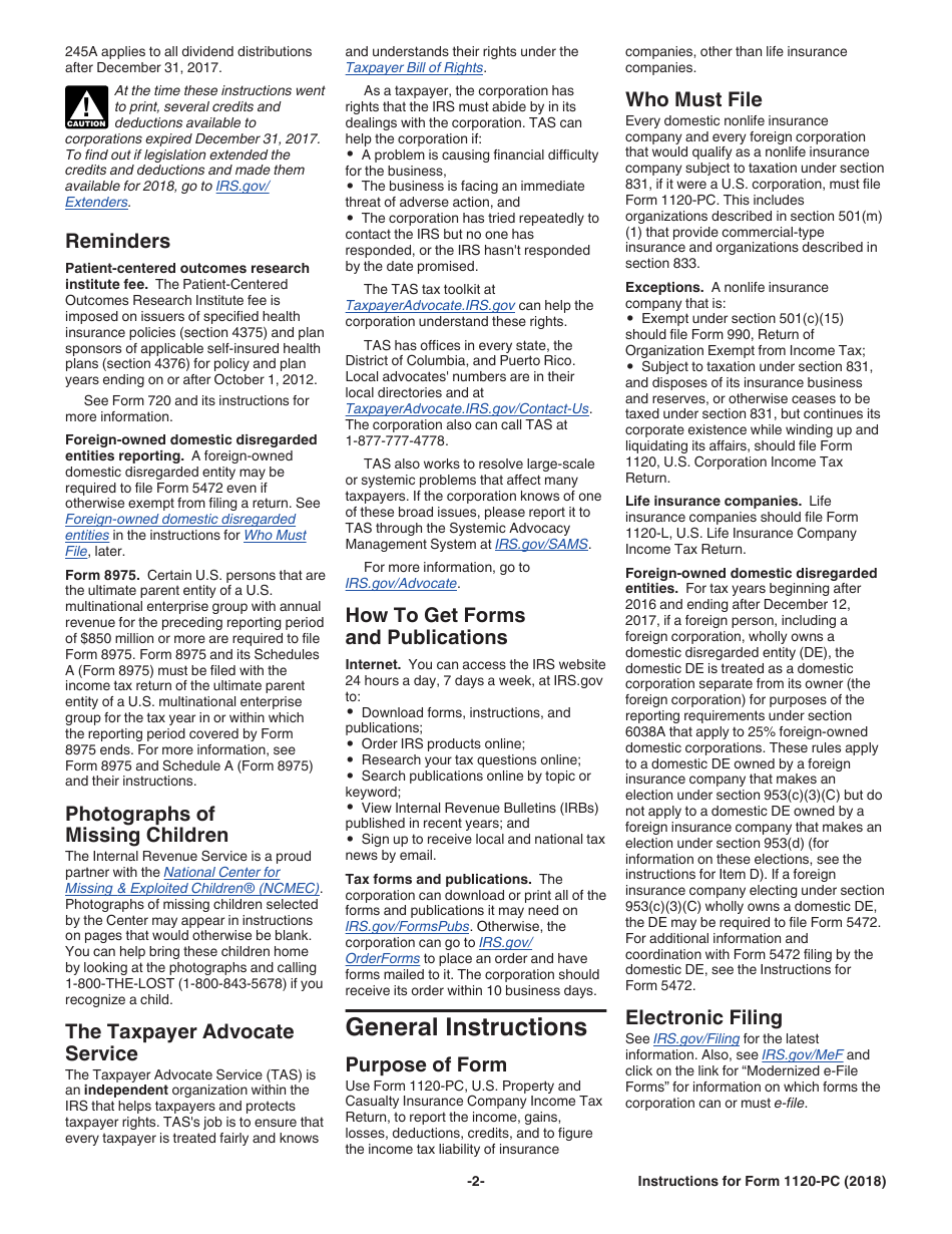 Instructions for IRS Form 1120-PC U.S. Property and Casualty Insurance Company Income Tax Return, Page 2
