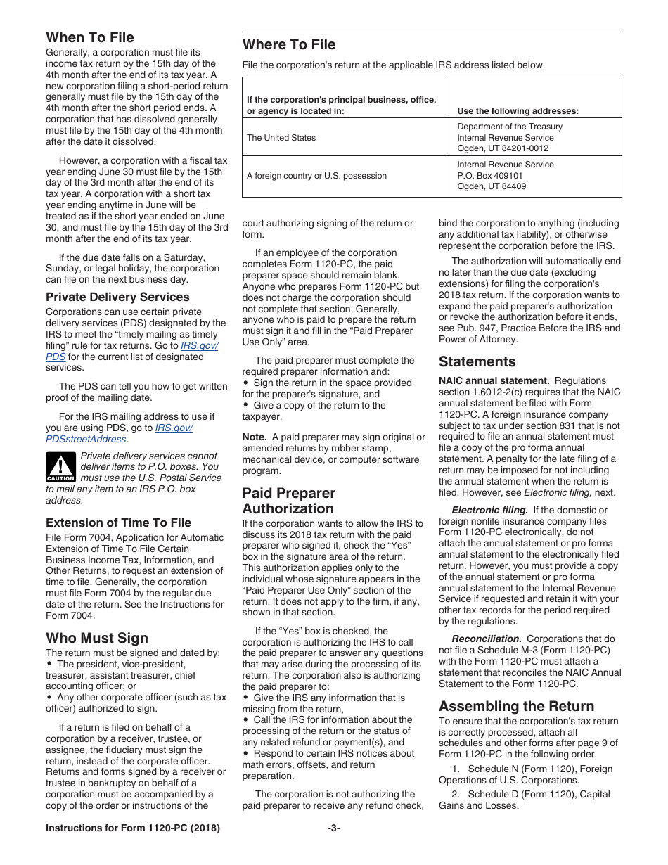 Instructions for IRS Form 1120-PC U.S. Property and Casualty Insurance Company Income Tax Return, Page 3