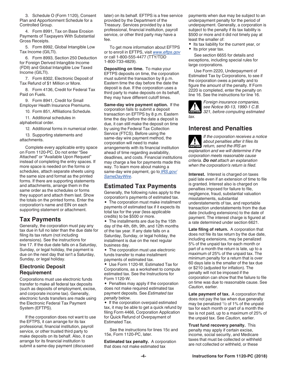 Instructions for IRS Form 1120-PC U.S. Property and Casualty Insurance Company Income Tax Return, Page 4