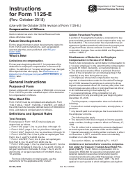 Document preview: Instructions for IRS Form 1125-E Compensation of Officers
