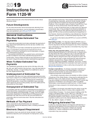 Document preview: Instructions for IRS Form 1120-W Estimated Tax for Corporations