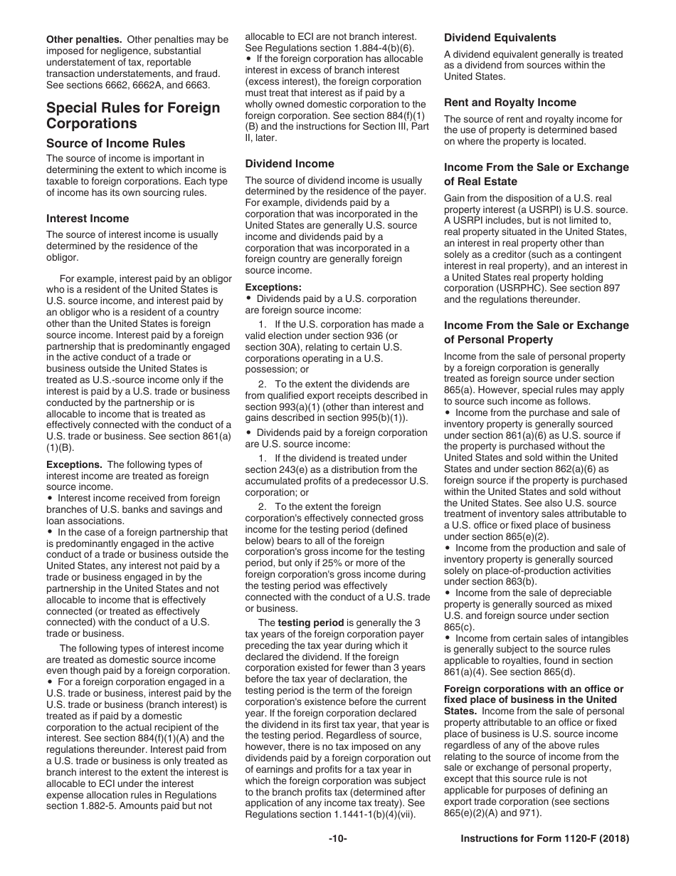 Instructions for IRS Form 1120-F U.S. Income Tax Return of a Foreign Corporation, Page 10