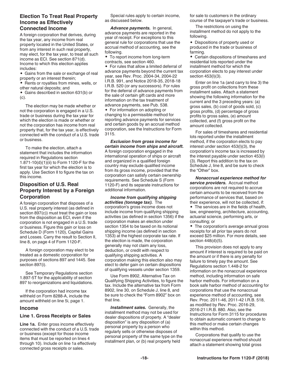 Instructions for IRS Form 1120-F U.S. Income Tax Return of a Foreign Corporation, Page 18